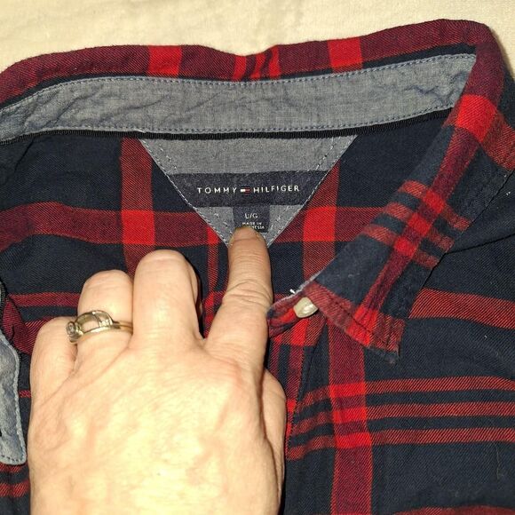 Classic Tommy Hilfiger Plaid Shirt, red + navy check Soft Woven Cotton - Picture 3 of 7